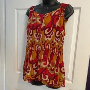 Avenue Red and Orange Swirl Women's Blouse